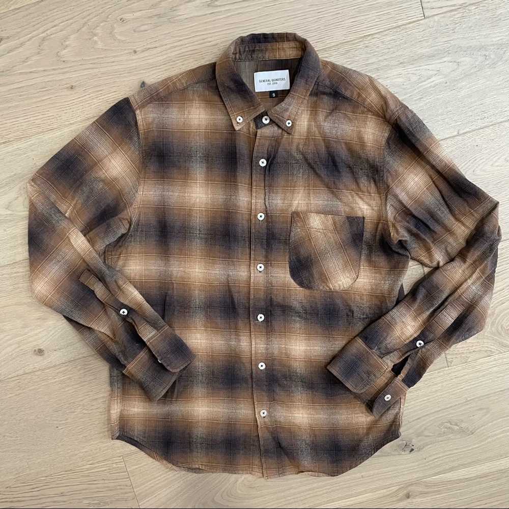 General Quarters Cotton Flannel Plaid Button Down Shirt